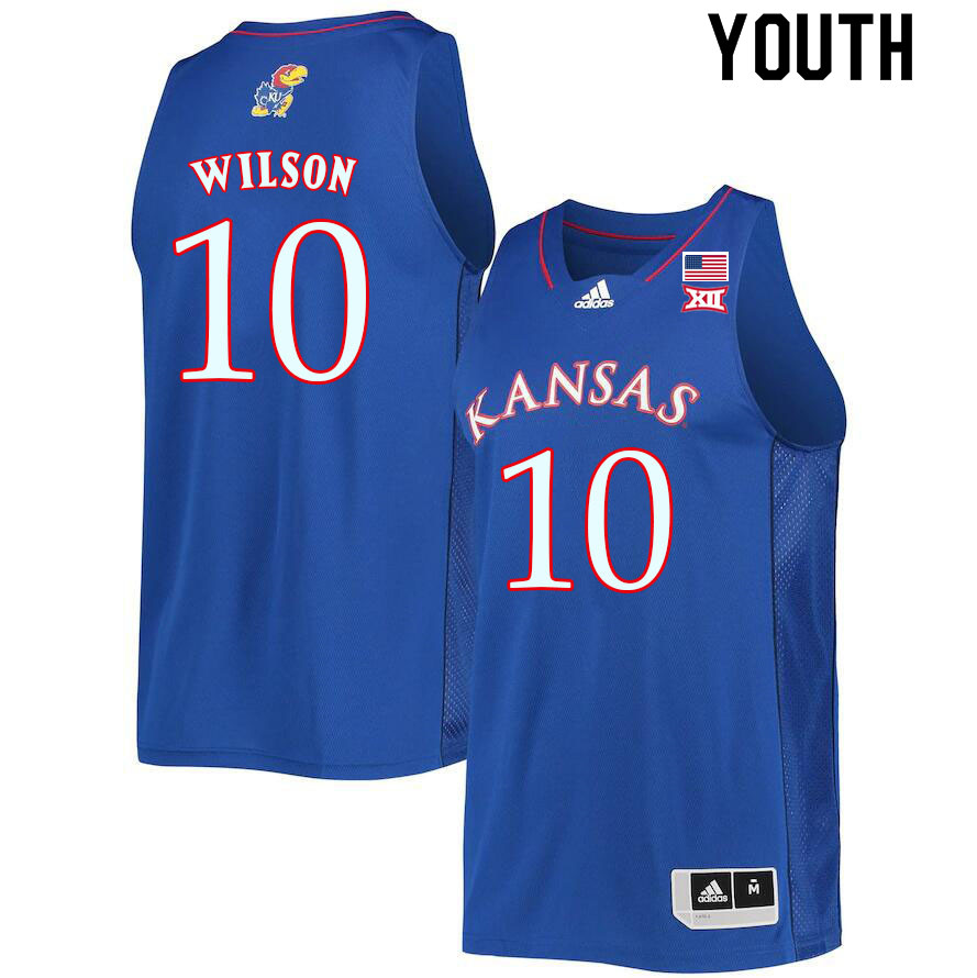 Youth #10 Jalen Wilson Kansas Jayhawks College Basketball Jerseys Sale-Royal